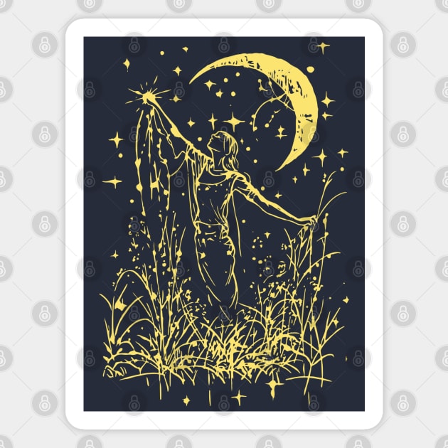 Celestial Goddess Under the Moon – Feminine Lunar Energy Magnet by TuncGK